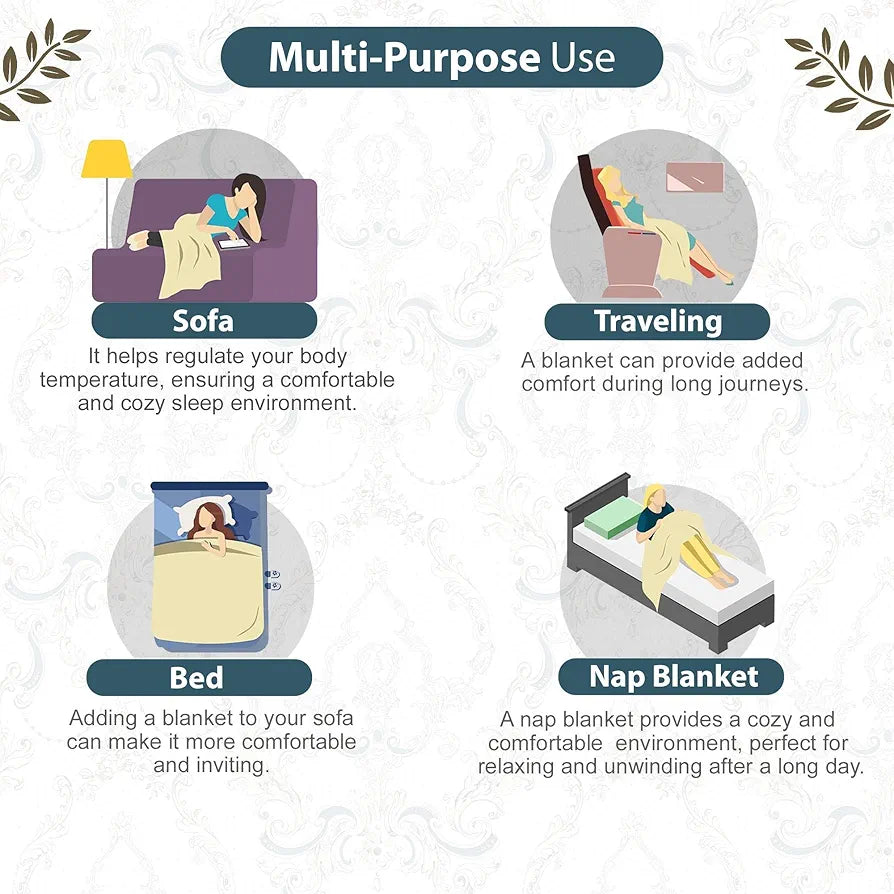 Divine Casa Glace Cotton 120 GSM, 120 TC Reversible Lightweight Printed AC Dohar Blanket for Single Bed Colour Beige & Brown