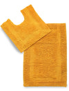 Sashaa World Solid Anti-skid Cotton Bathmat And Contour Set For Bathroom Colour Yellow