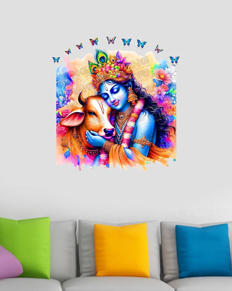 Rng Graphics Pvc Vinyl Little Krishna Wall Sticker Multicolor 53 Cm X 51 cm DW-149L