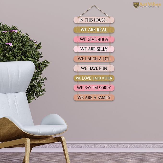 Artvibes House Quotes Printed Mdf Wooden Wall Hanging Home Decor Items | Wall Artwork
