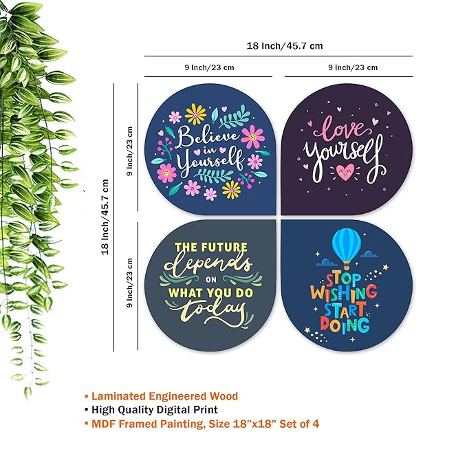 Artvibes Believe in Your Self Inspirational Quote Wooden Wall Hanging for Home Decor