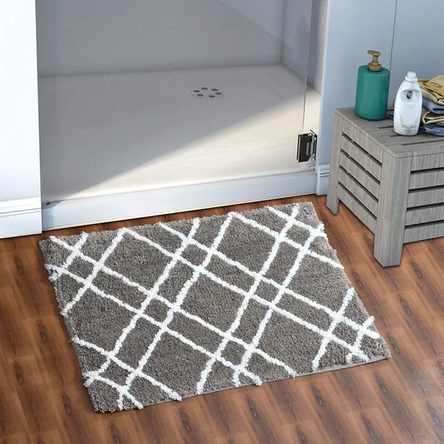 Aerohaven Glorious Super Soft Microfiber Abstract Designer Anti Slip Bathmat Coffee Colour