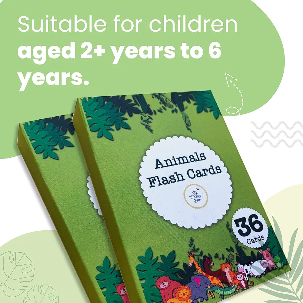 The Curious Bees - Animals Flash Cards | 36 Laminated Cards for Kids | Age Group: 1-4 Years | Fun Early Educating Activity for Kids