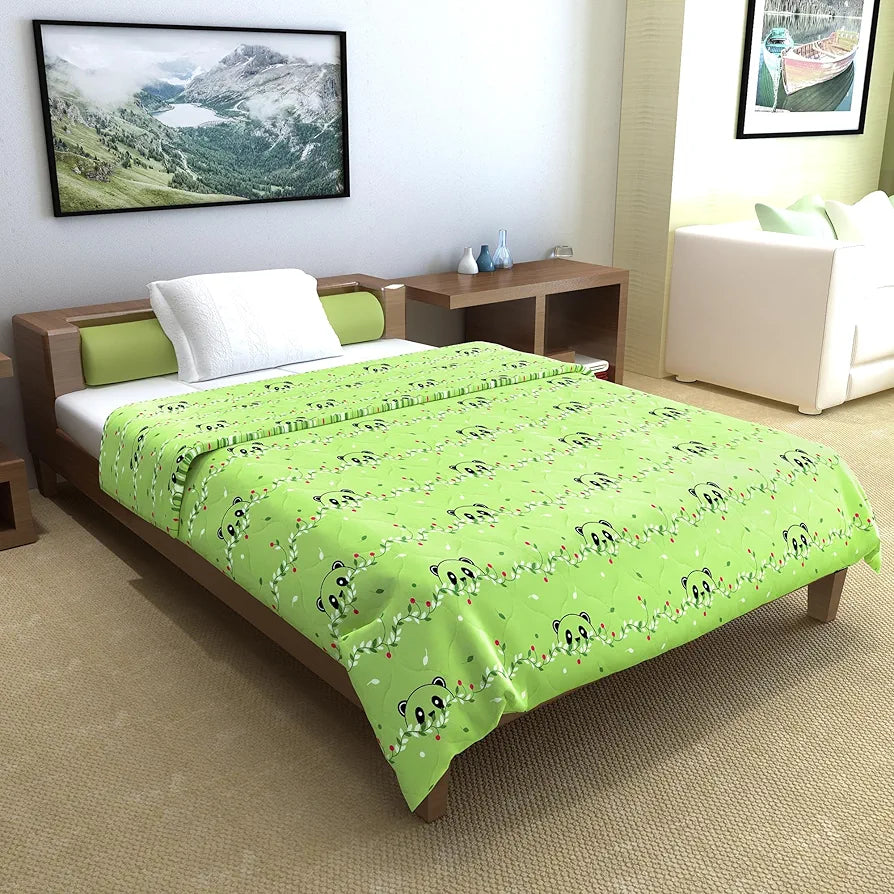 Divine Casa 120 GSM Cotton Single Bed Comforter Soft & Lightweight Reversible All-Season Blanket Colour Paradise Green