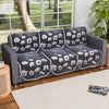 Kuber Industries Set of 6 Durable 3 Seater Sofa Covers for Living Room Lotus Print Grey