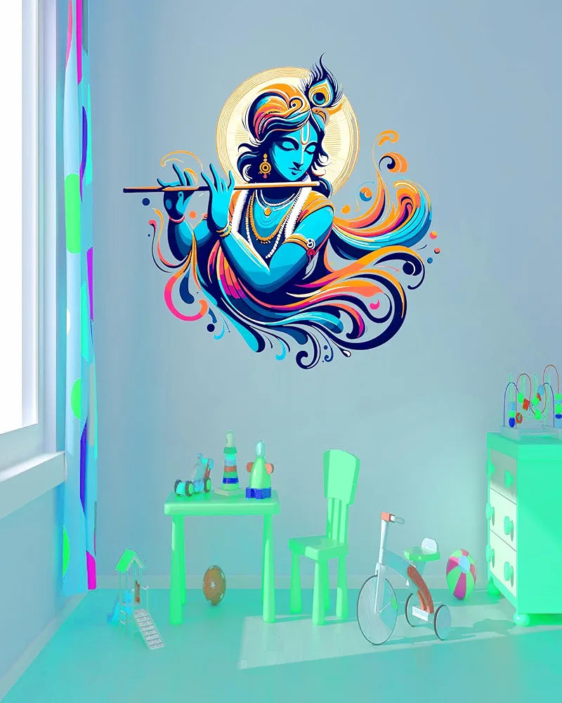 Rng Graphics Pvc Vinyl Self Adhesive Little Krishna Wall Sticker Multicolor 50 Cm X 49cm DW-132L