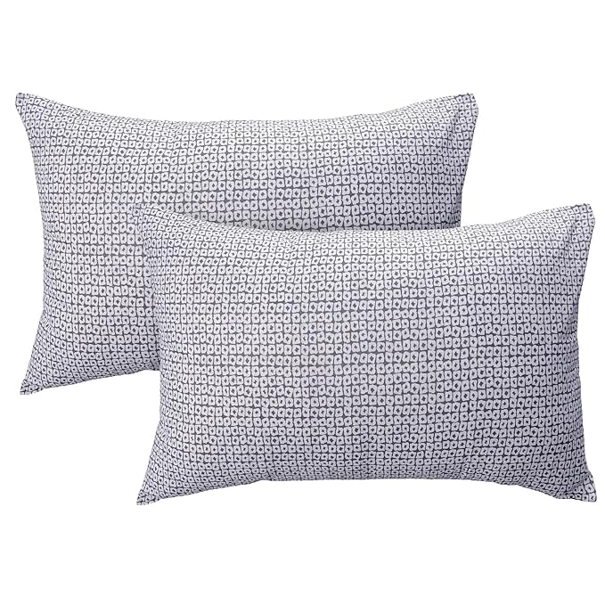 Huesland by Ahmedabad Cotton 144 TC Cotton Bedsheet for Double Bed King Size with 2 Pillow Covers | White, Green & Grey