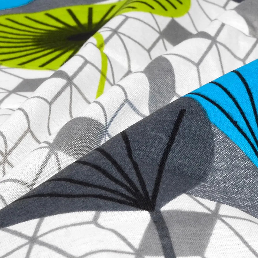 Divine Casa 144 TC 100% Cotton Bedsheet for Double Bed with 2 Pillow CoverColour Green & Blue