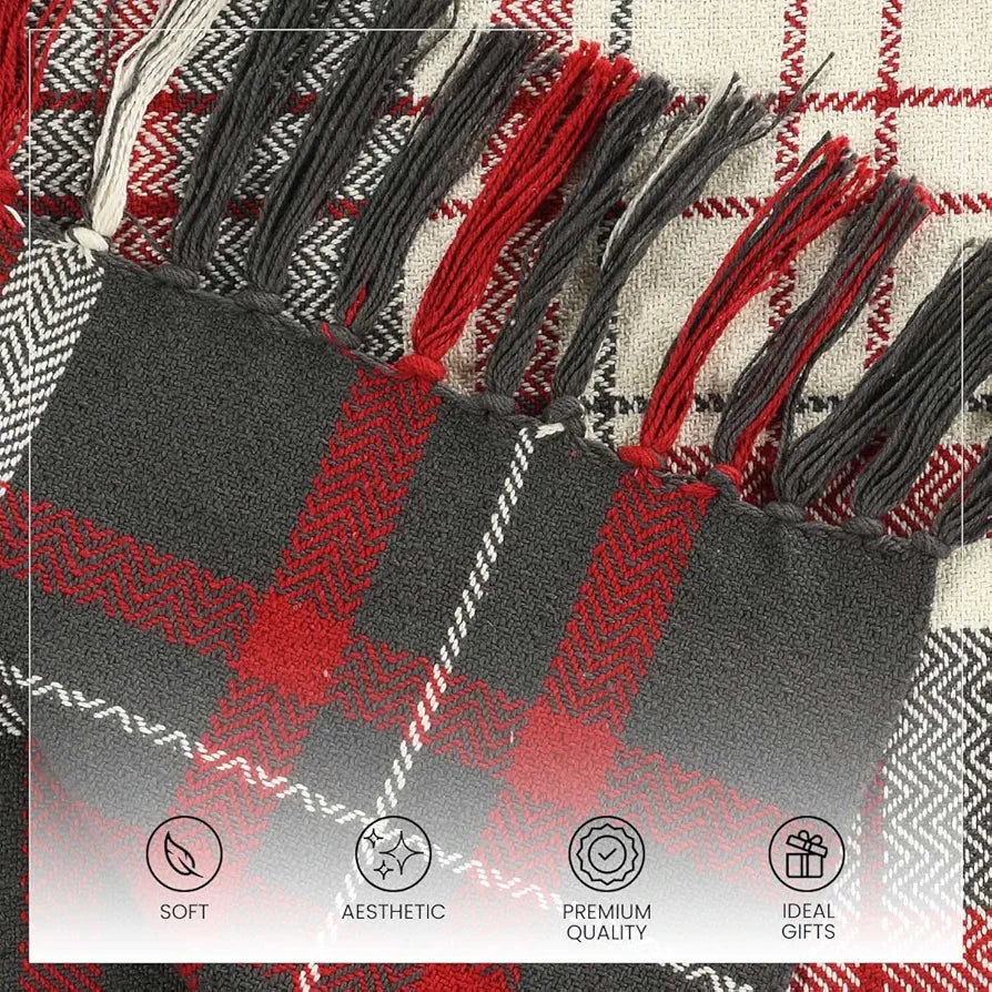 Sashaa World Check Throw Blanket Colour Red And Black
