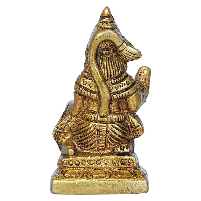 Ecraftindia Golden Brass Blessing Lord Hanuman Statue Murti | Hindu God Idol