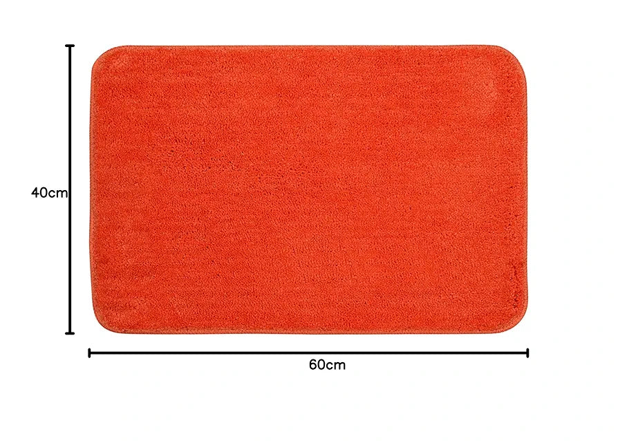 Saral Home Easy Living Saral Home Microfiber Anti-skid Rectangular Bath Mat Colour Orange (Pack Of 2)