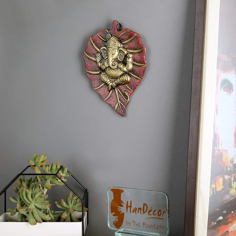 Two Moustaches Patta Ganesha Metal Wall Hanging