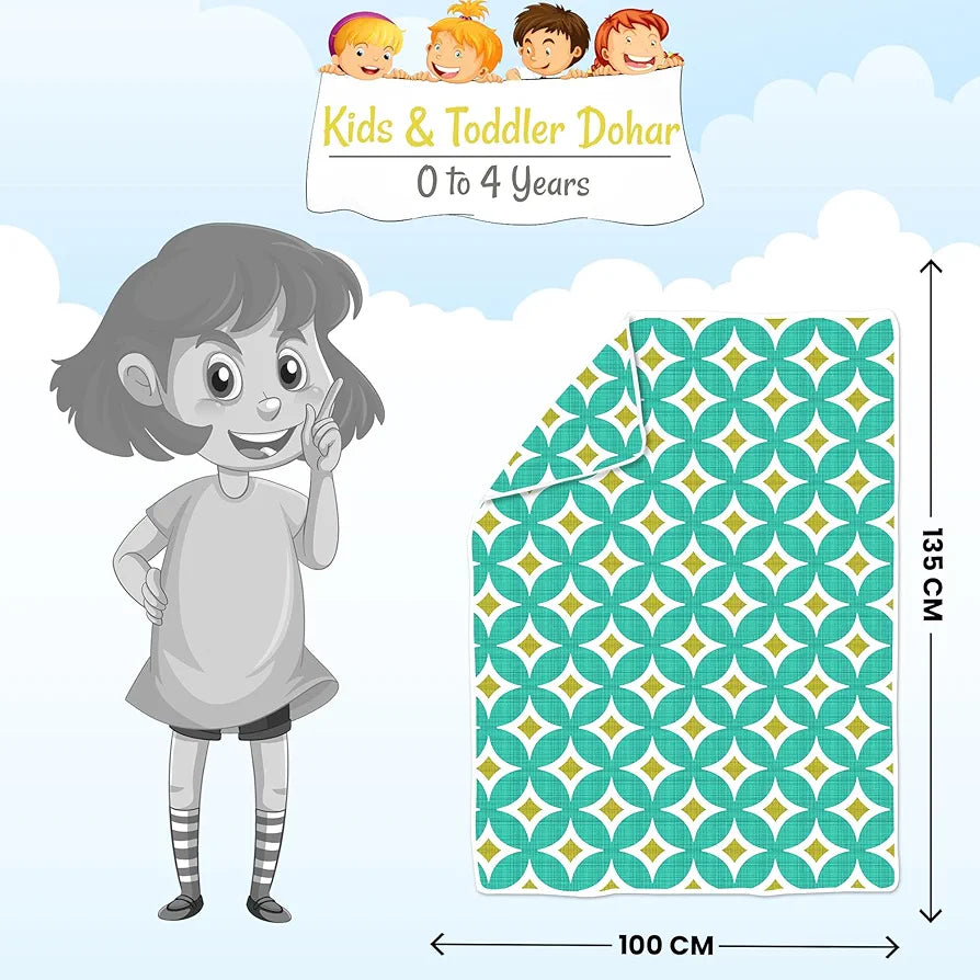 Divine Casa Cotton 120 GSM New Born All Season Ultrasoft Reversible Single Baby Blanket for Babies Colour Green