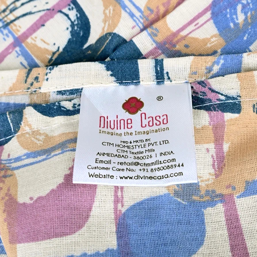 Divine Casa 144 TC 100% Pure Cotton Queen Size Double Bed Bedsheet with 2 Pillow Covers Wavy Pattern Colour Charcoal Blue