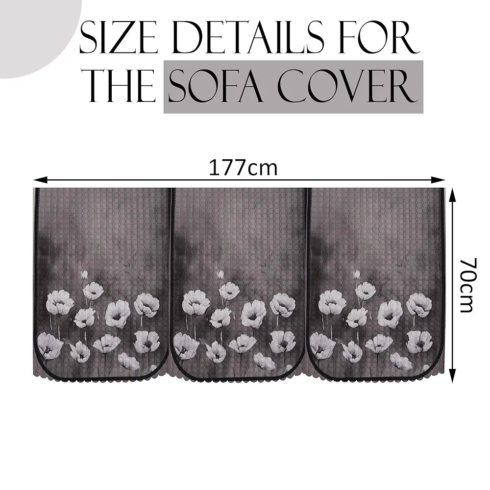 Kuber Industries Set of 6 Durable 3 Seater Sofa Cover Lotus Print Green Colour