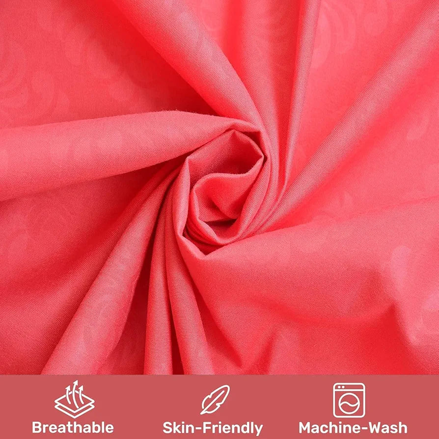 Fresh From Loom Single Bedsheet Microfiber Rotary Printed Hypoallergenic Wrinkle Free with 1 Pillow Covers 144 TC Pink Damas