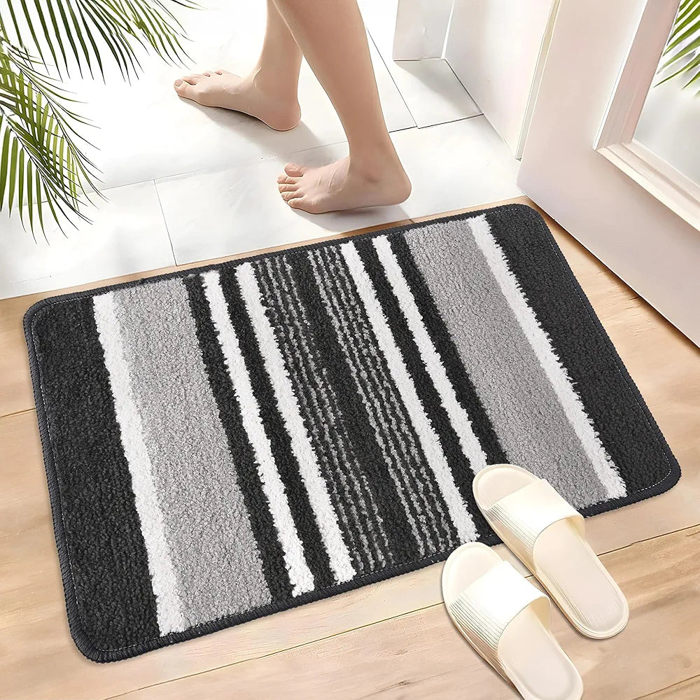Kuber Industries Anti-Skid Water-Absorbent Door Mats for Home Micro Jupitar Lining Dark Grey