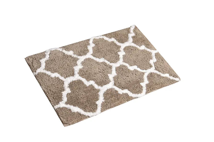 Aerohaven Glorious Super Soft Microfiber Abstract Moroccan Designer Anti Slip Bathmat Taupe Colour