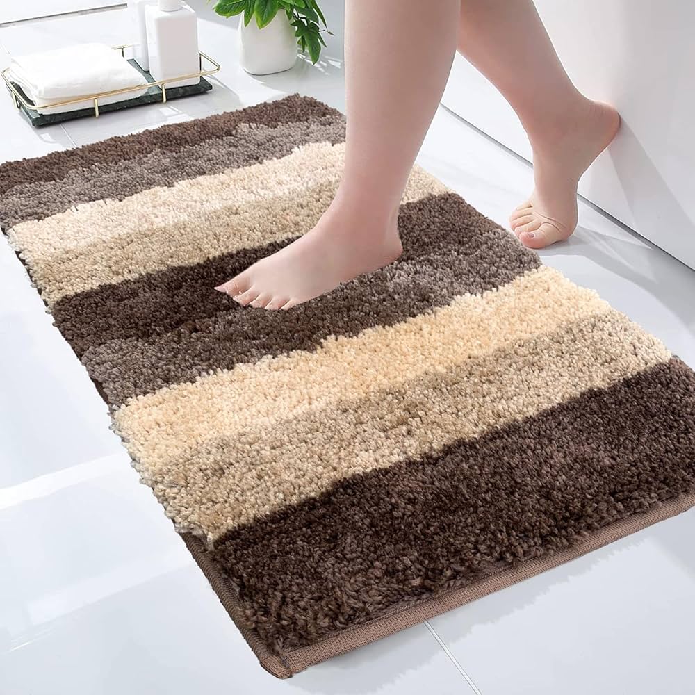 Luxe Home Bath Mat Super Soft Microfiber Non Slip Jericho Bathroom mats 40x60 cm Colour Amber