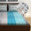 Divine Casa 144 TC 100% Cotton Floral Grey Breathable Bedsheet Double Size Bed Cotton Elastic Fitted Colour Air Blue