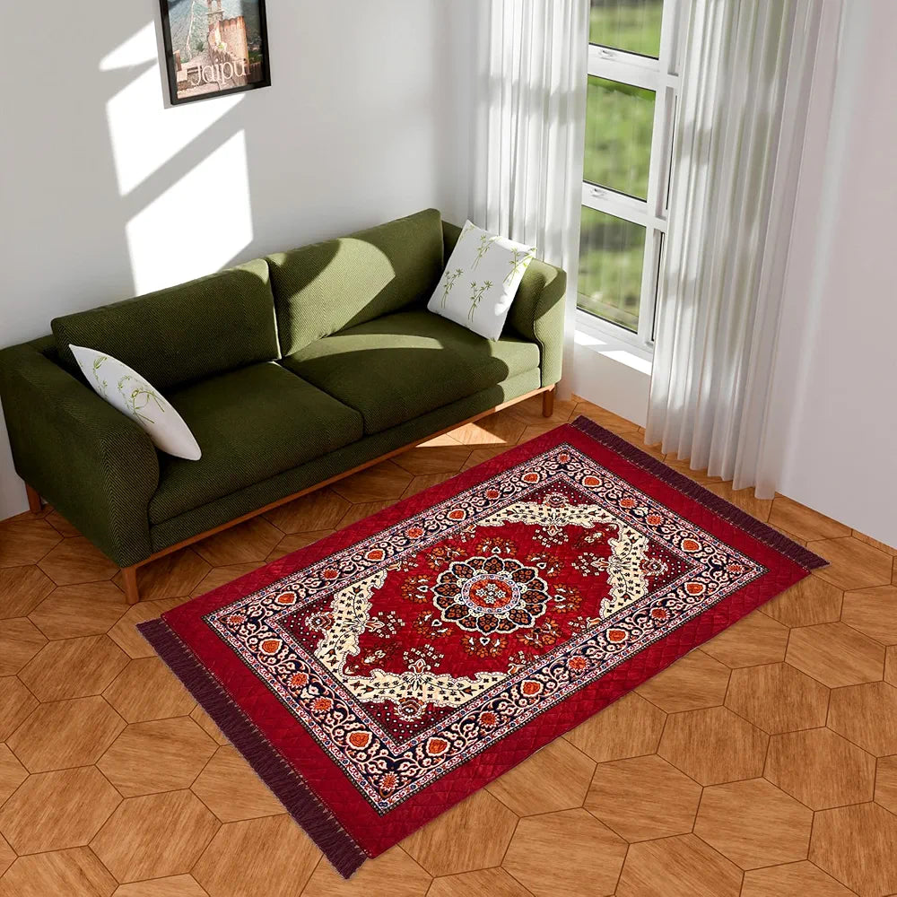 Kuber Industries Carpet Velvet Carpet-Rug for Home Decor Carpet Rug for Bedroom Maroon