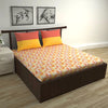 Divine Casa 144 TC Pure Cotton Double Bed Bedsheet with 2 Pillow Covers Regal Paisley Colour Peach Yellow