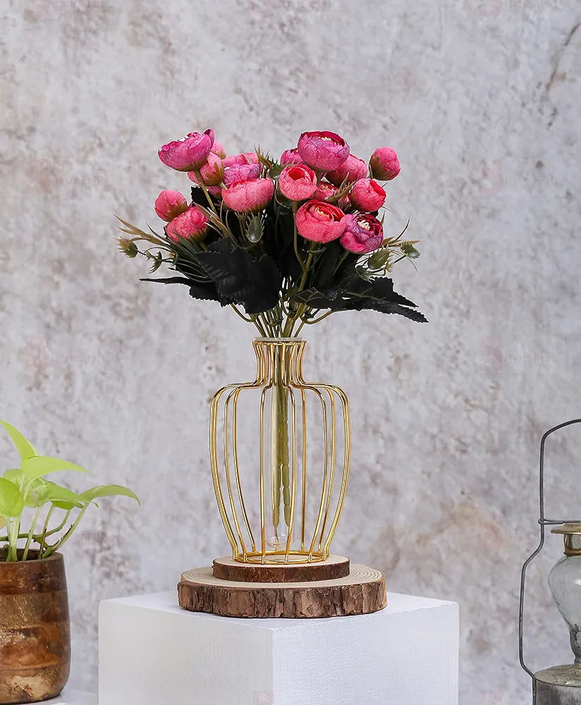 2 Pcs Artificial Rose Flower Sticks Pink