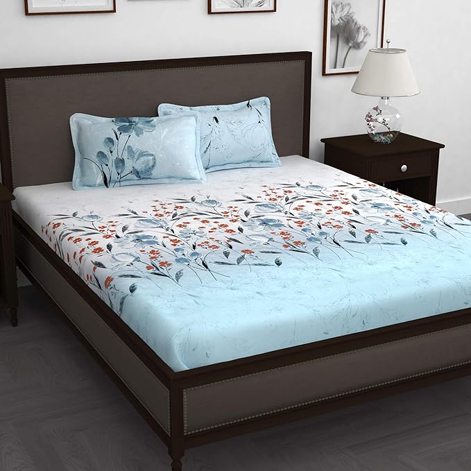 Story@Home Bedsheet Cotton King Size Flatsheet Bedsheet with 2 Pillow Covers for Bedroom