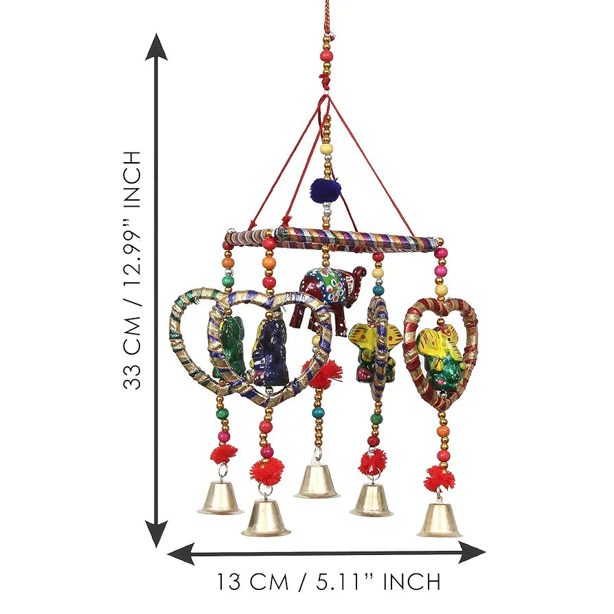 eCraftIndia Handcrafted Decorative Lord Ganesha Wall Hanging Bell STRGAN503