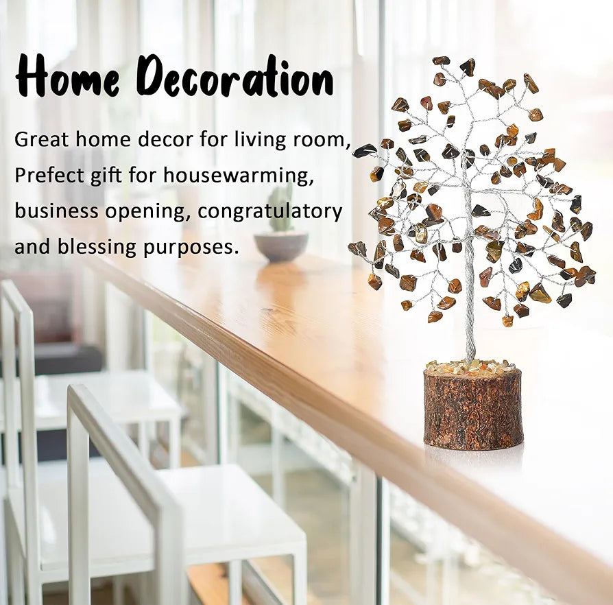 Crocon Tiger Eye Gemstone Money Tree Feng Shui Bonsai