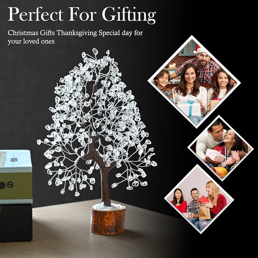 Bezavo Clear Quartz Crystal Tree Silver Wire