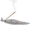 Pure Source India Aluminum Incense Holder & Ash Catcher Agarbatti Stand Featuring Ganesh Figurine Silver
