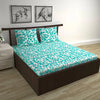 Divine Casa 144 TC Super Soft Cotton Bedsheet for Double Bed  144 Thread Count - Floral Colour Teal & White
