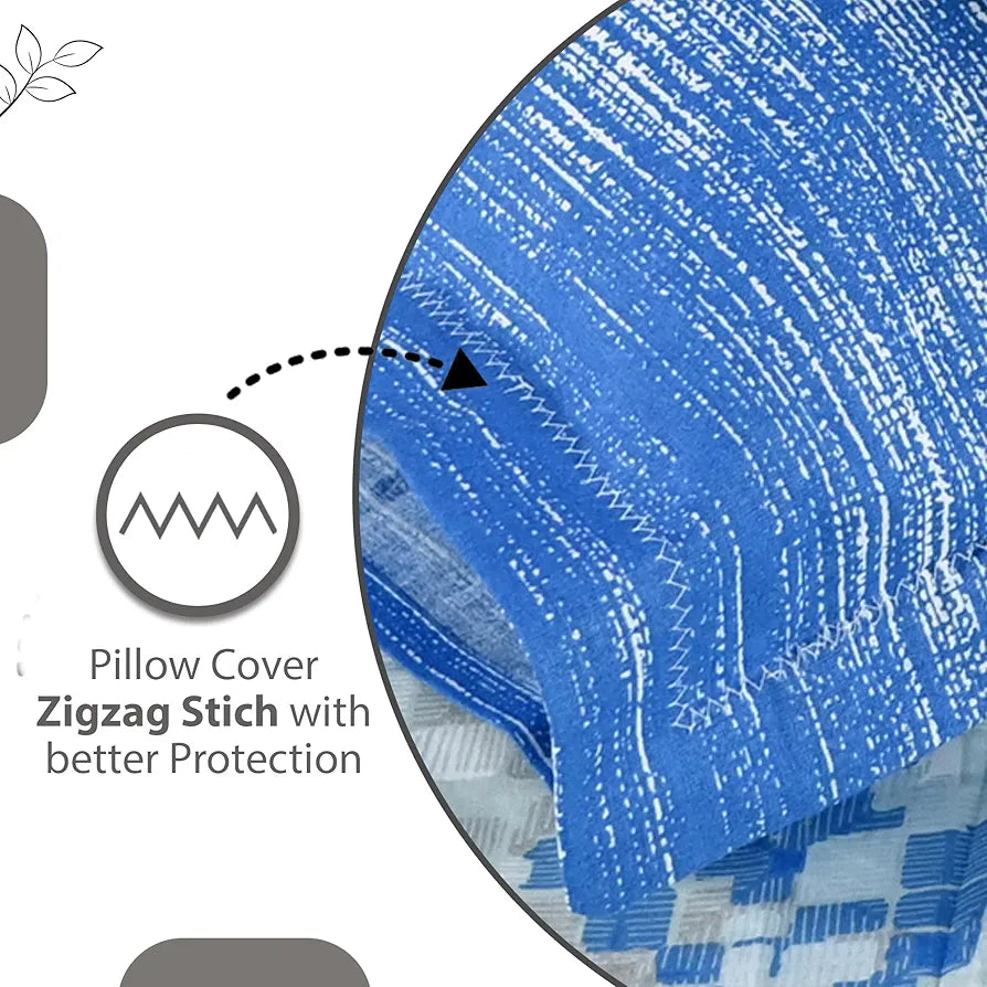 Divine Casa 144 TC 100% Pure Cotton Queen Size Double Bed Bedsheet with 2 Pillow Covers  Geometric Pixel Colour Blue White