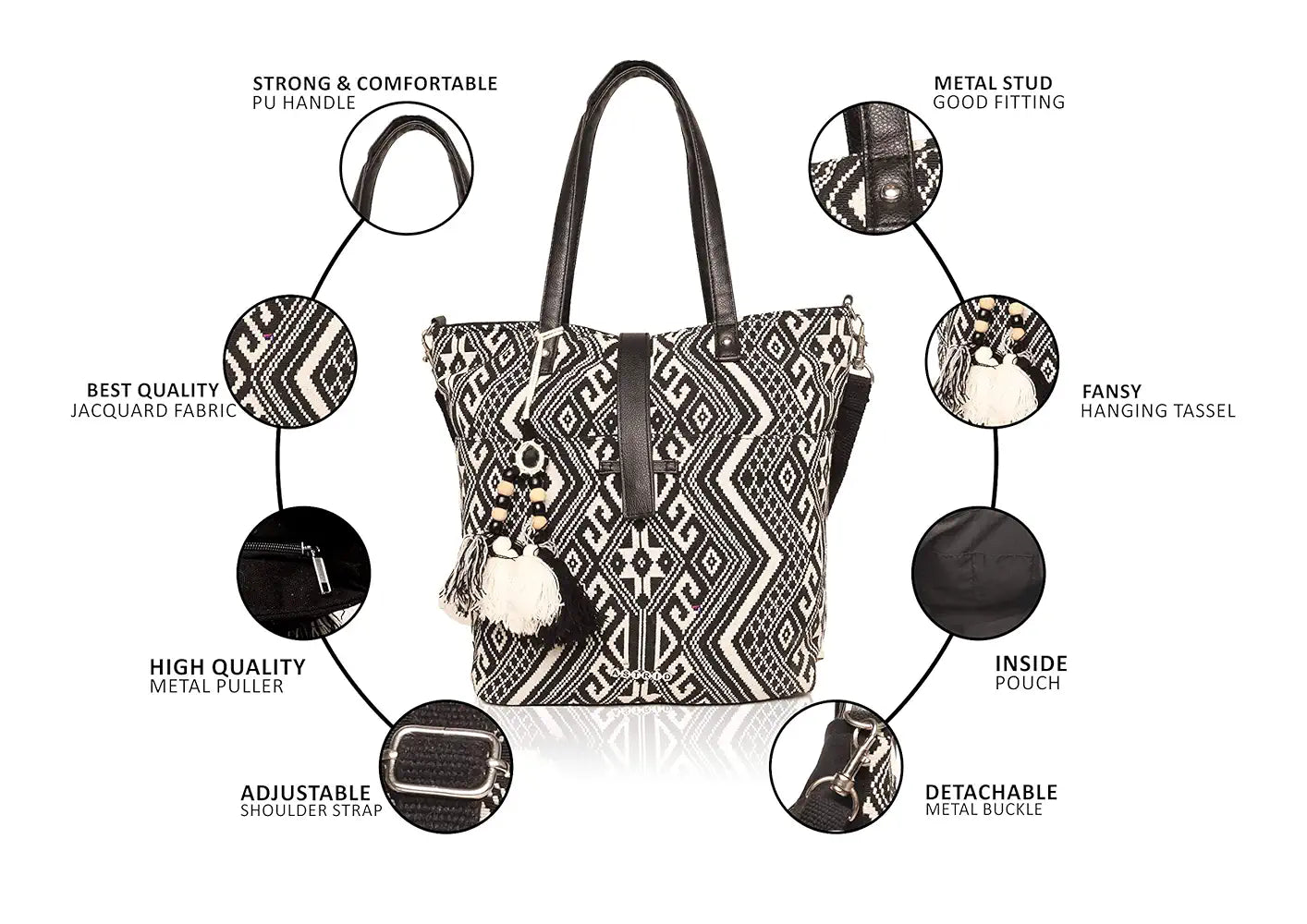 Astrid Cotton Tote Bags Dark Grey Textured
