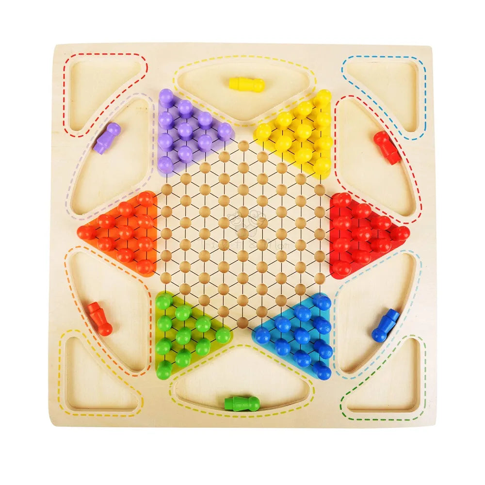 Trinkets & More - Chinese Checker Board & Ludo 2 in 1 Premium Wooden Classic Board Game for Adults and Kids Superb Family Office Game | Picnic Toys 3+ Years 