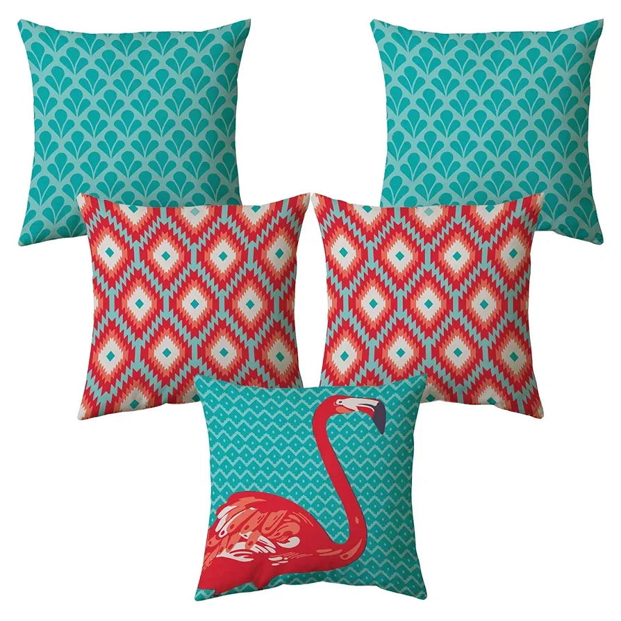 Aerohaven Abstract Decorative Hand Made Jute Throw/Pillow Cushion Covers -CC-106 Set of 5 Multicolor