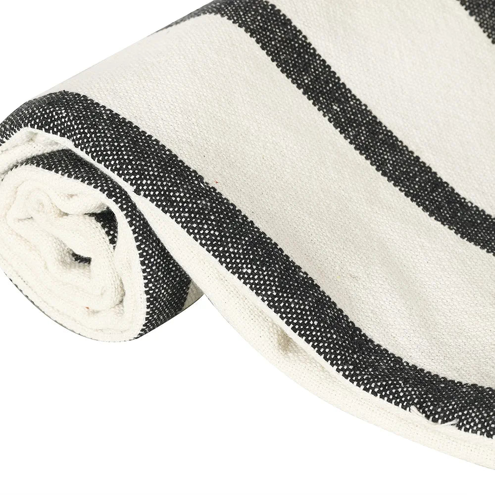Sashaa World Striped Throw Blanket Colour Natural & Black