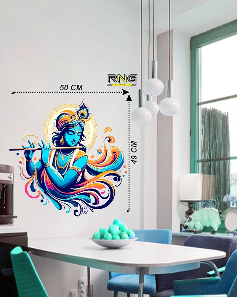 Rng Graphics Pvc Vinyl Self Adhesive Little Krishna Wall Sticker Multicolor 50 Cm X 49cm DW-132L