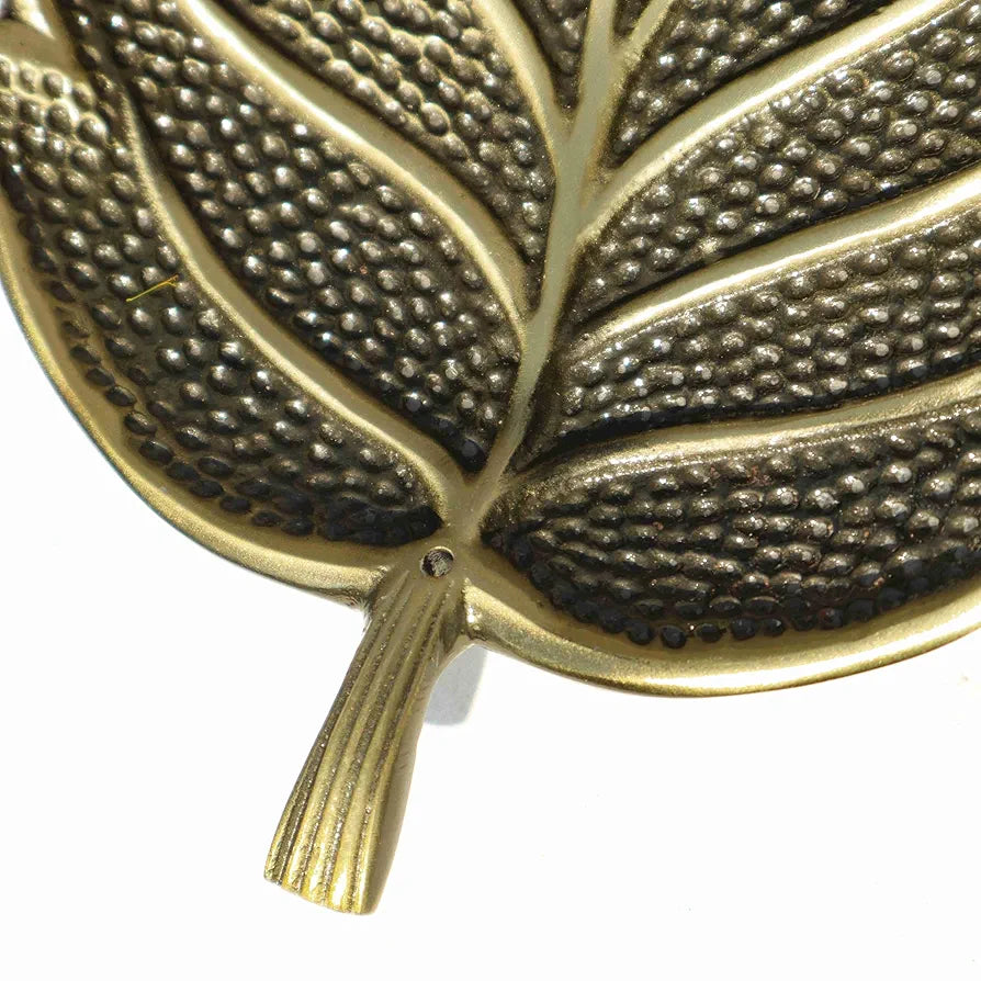 Pure Source India Leaf Design Aluminium Agarbatti Stand Incense Holder Ashcacher Antique