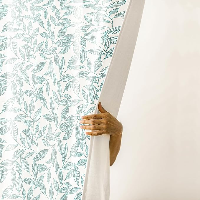 Haus & kinder Cotton Semi Sheer Curtains Set Of 2 For Bedroom Window Door Curtains (5Ft X 5Ft) | Colour Line Art Blue