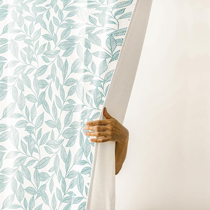 Haus & kinder Cotton Curtains Set of 2 for Bedroom Window Door Curtains (5ft x 7ft) | Colour Line Art Blue