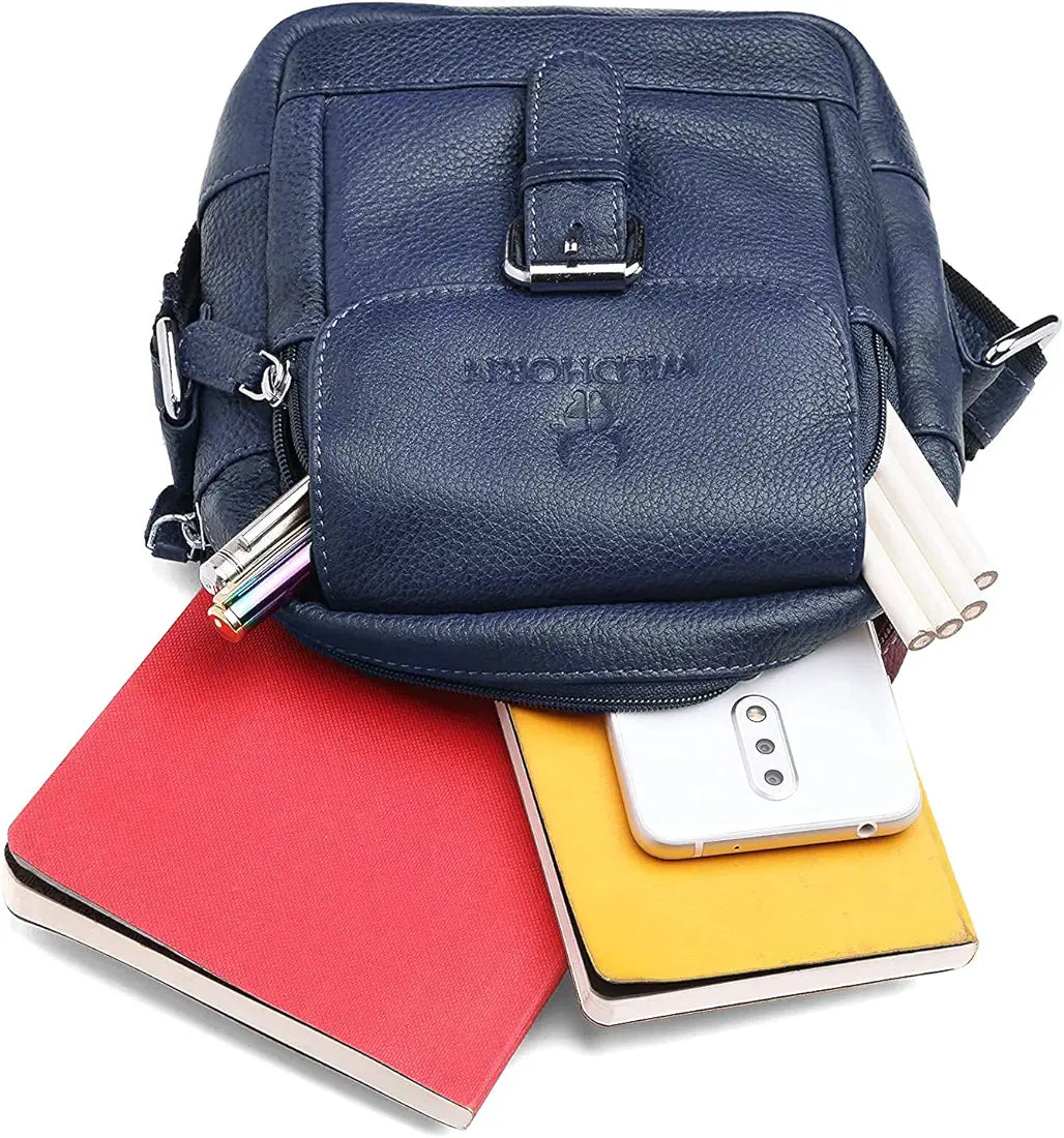 WildHorn Leather Sling Messenger Bag for Men I Multipurpose Crossbody Bag I Travel Bag with Adjustable Strap I Utility Bag I Dimension : L-6 inch W-2.7 inch H-8.5 inch