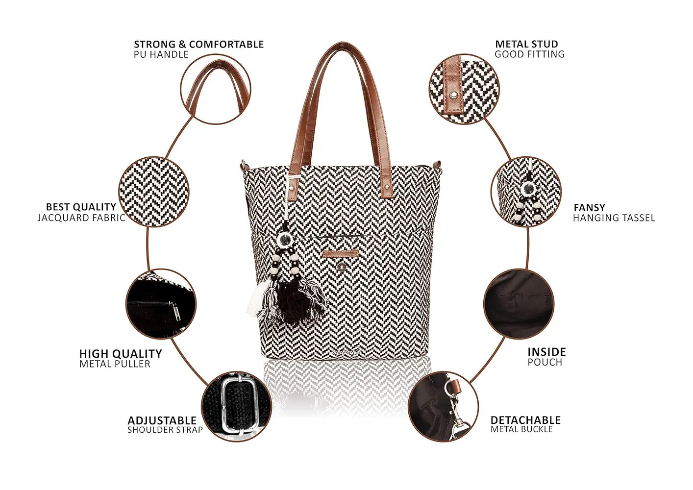 Astrid Cotton Tote Bags Black Textured