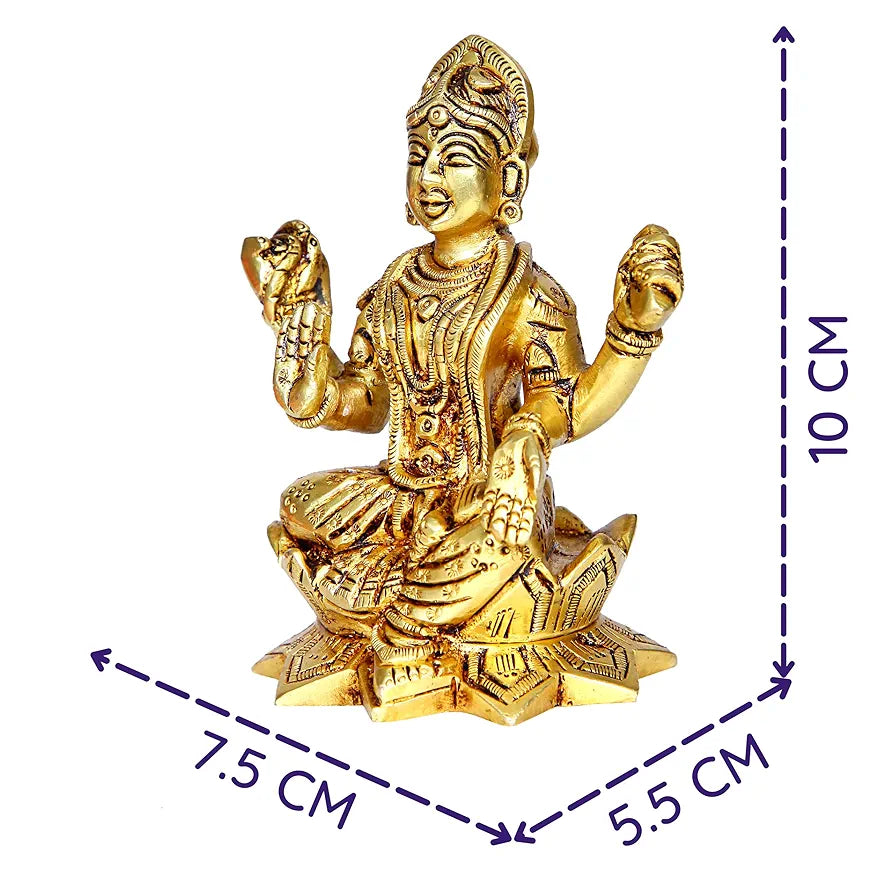 anciently Balambika Idol Brass | Premium Finish Balambigai Statue | Bala Tripura Sundari Idol, 10cm Height, Gold Colour - 