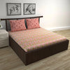 Divine Casa 144 TC Pure Cotton Double Bedsheet with 2 Pillow Covers Geo Nordic Hexa Colour Mustard Rose Pink