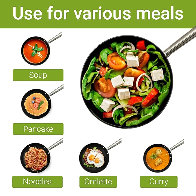 Femora Preseasoned Cast Iron 24 Cm Fry Pan | Non Toxic and Coating | Pack of 1 | Black