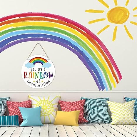 Angel Infinite Rainbow Design Wooden Wall Hanging Inspirational Wall Art For Home (Multicolor)
