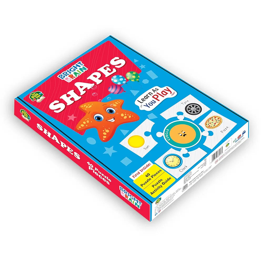The Book Tree Bright Brain Shapes Puzzle - Learn & Recognise Shapes with 40 Puzzle Pieces – Engaging Activity for Kids Age 3+ - Gift Box by Majestic Book Club