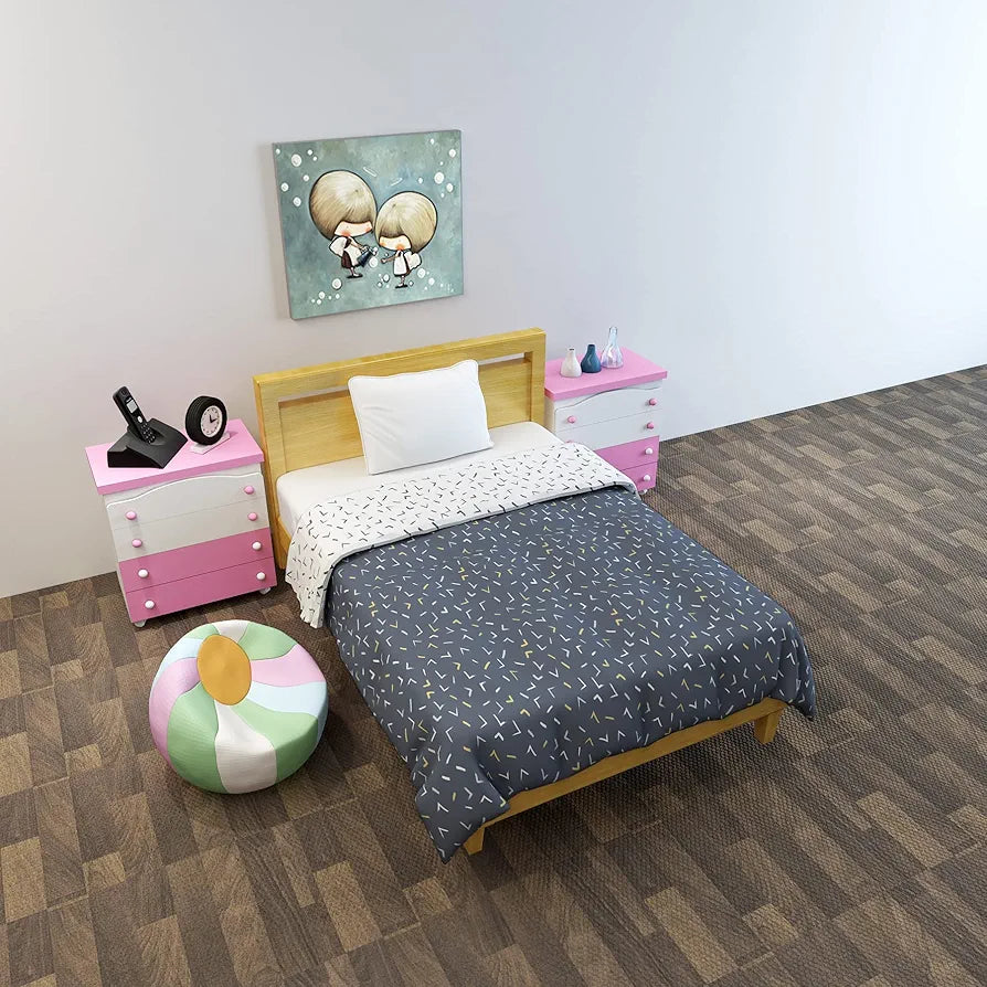 Divine Casa 120 GSM Microfiber Reversible Kids Single Bed Comforter Ultra-Soft Toddler Blanket Colour Navy Blue